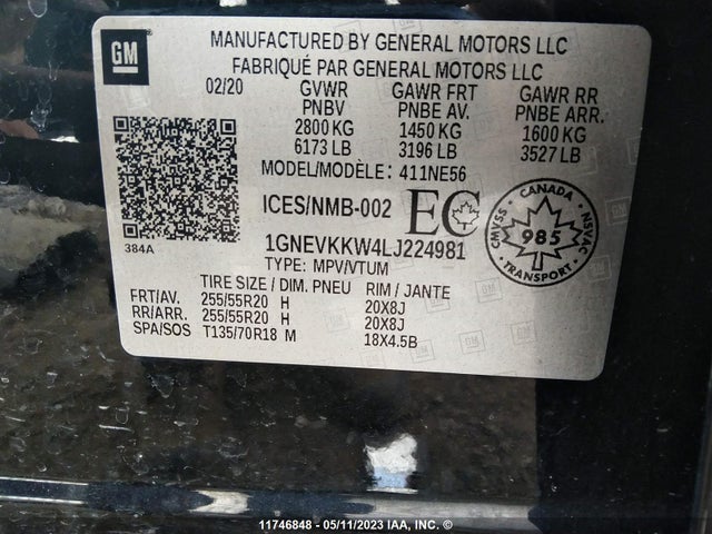 Chevrolet Traverse Premier 2020 1GNEVKKW4LJ224981 Image 9