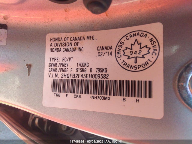 Honda Civic Sedan Lx 2014 2HGFB2F45EH009582 Image 11