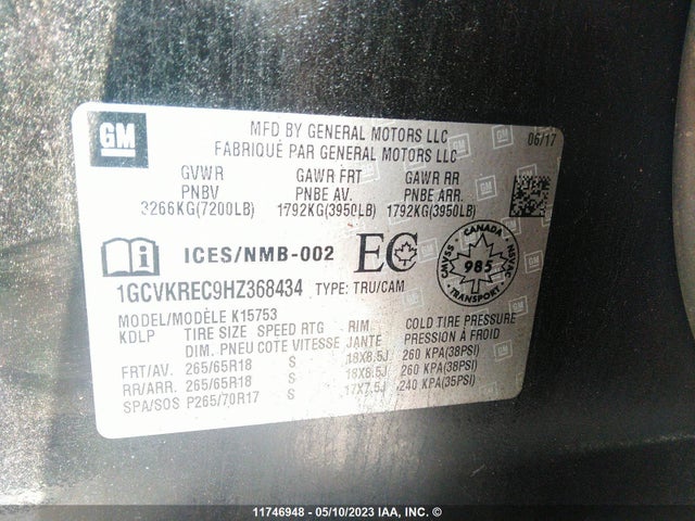 Chevrolet Silverado 1500 Lt 2017 1GCVKREC9HZ368434 Image 9
