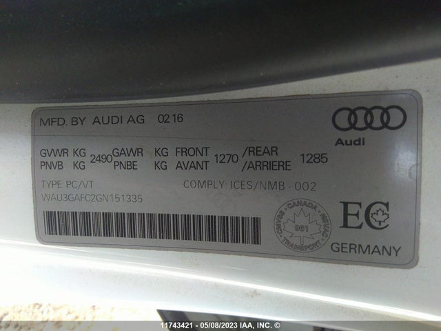 WAU3GAFC2GN151335 Audi A7 Quattro Prog/technik S Ln