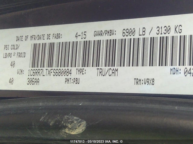1C6RR7LTXFS680084 RAM 1500 Slt
