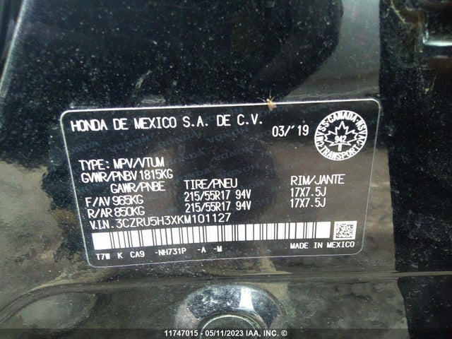 Honda HR-V LX 2019 3CZRU5H3XKM101127 Image 9