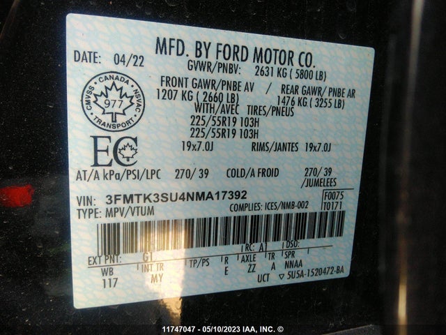 3FMTK3SU4NMA17392 Ford Mustang Mach-e Premium