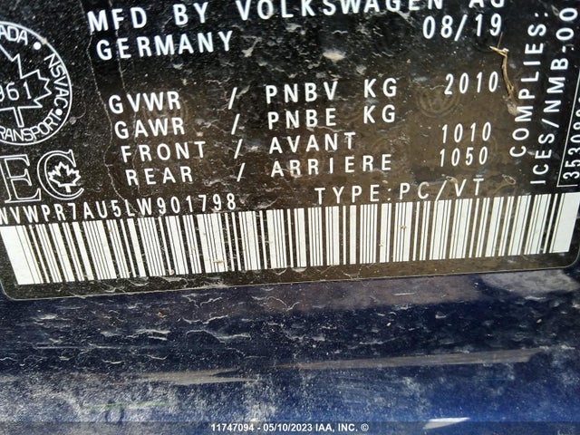 WVWPR7AU5LW901798 Volkswagen E-golf Comfortline