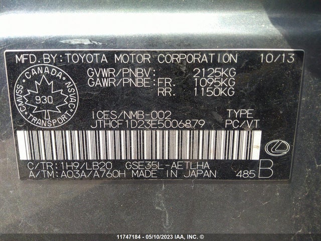 Lexus IS 250 2014 JTHCF1D23E5006879 Image 9