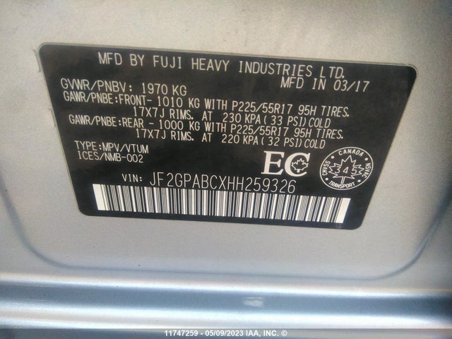 JF2GPABCXHH259326 Subaru Crosstrek Premium