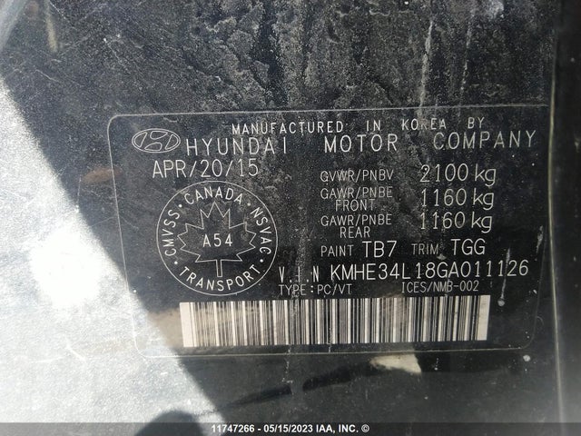 Hyundai Sonata Hybrid Ultimate 2016 KMHE34L18GA011126 Image 11