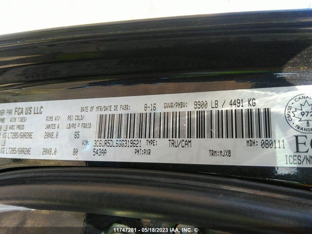 3C6UR5DL6GG319621 RAM 2500 Slt