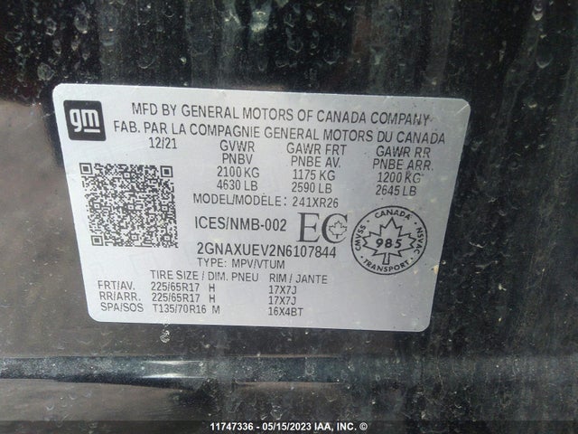 Chevrolet EQUINOX LT 2022 2GNAXUEV2N6107844 Image 10