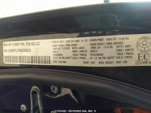 3C6RR7LT3NG380828 RAM 1500 Classic Slt