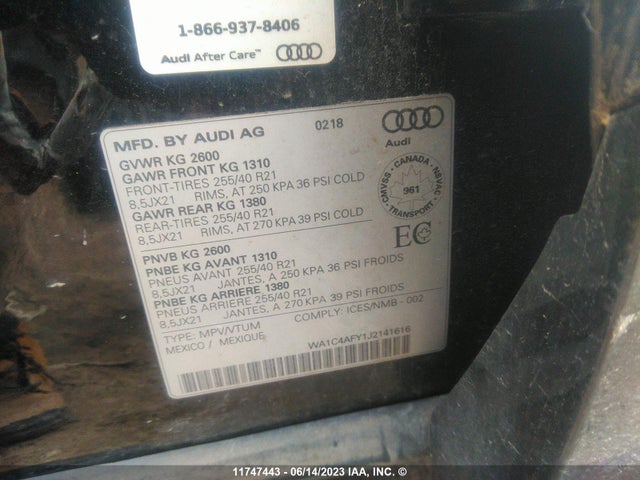 WA1C4AFY1J2141616 Audi Sq5 Prestige