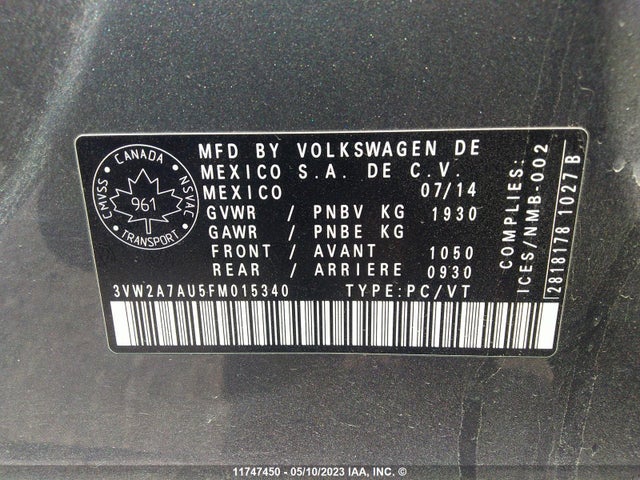 Volkswagen Golf Tdi 2015 3VW2A7AU5FM015340 Image 10