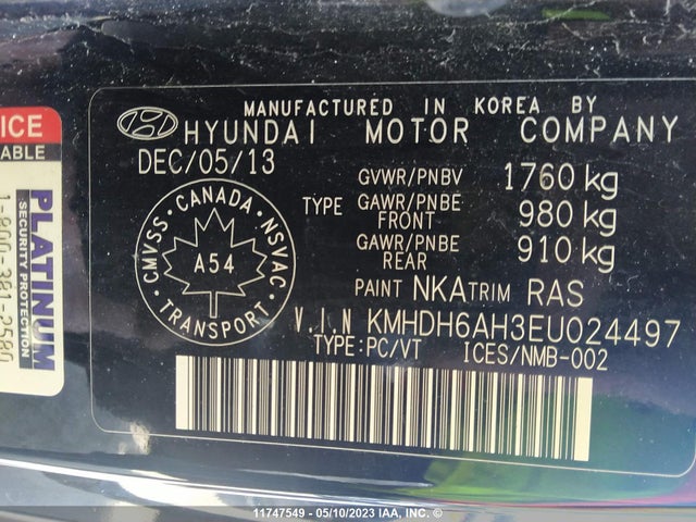 Hyundai ELANTRA COUPE 2014 KMHDH6AH3EU024497 Image 9