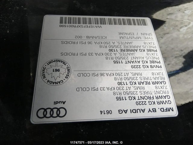 WA1EFEFSXFR001598 Audi Q3 Progressiv