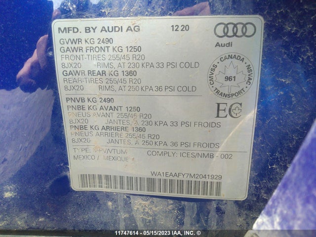 WA1EAAFY7M2041929 Audi Q5 Progressiv