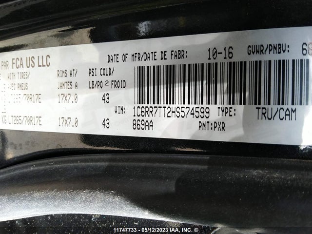 1C6RR7TT2HS574599 RAM 1500 Slt