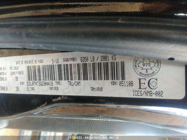 3C6JR7AT3GG304416 RAM 1500 St