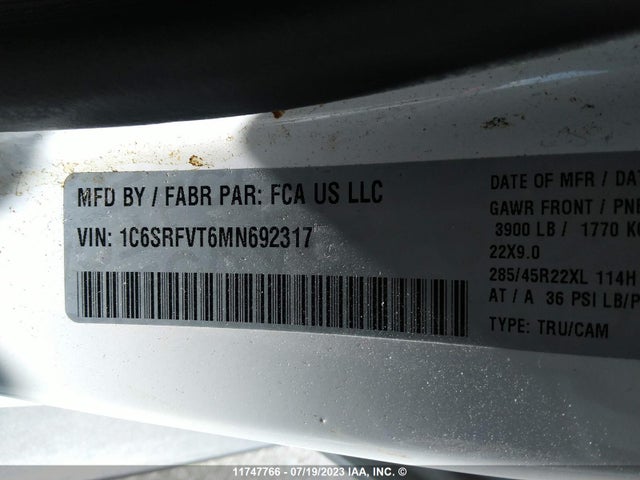 1C6SRFVT6MN692317 RAM 1500 Sport