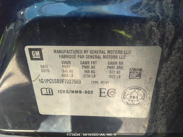 Chevrolet Cruze 1lt 2015 1G1PC5SB2F7227569 Image 10