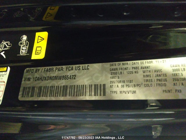 1C4HJXDN0MW865472 Jeep Wrangler Unlimited Sport Altitude