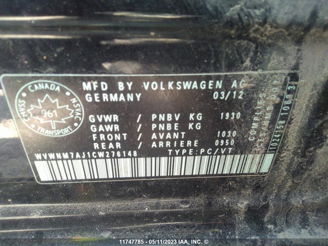 Aukcja sprzedaży 2012 Volkswagen Golf, vin: WVWNM7AJ1CW276148, numer aukcji: 11747785