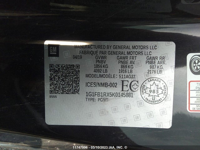 Chevrolet Camaro Ls/lt 2019 1G1FB1RX5K0145881 Image 10