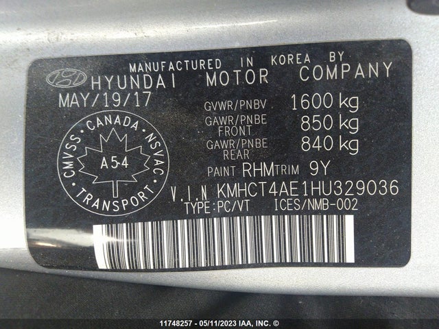 Hyundai ACCENT SE 2017 KMHCT4AE1HU329036 Image 10