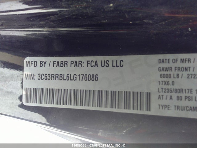 3C63RRBL6LG176086 RAM 3500 Big Horn
