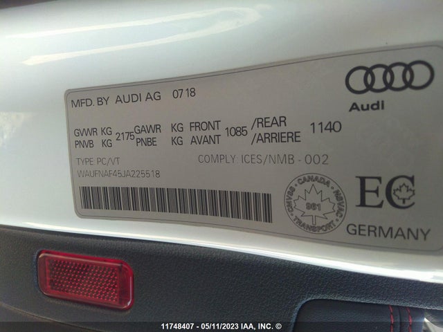 WAUFNAF45JA225518 Audi A4 Prestige