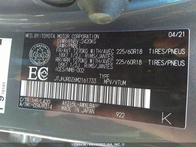 JTJHJRDZ6M2161733 Lexus Nx Nx 300h