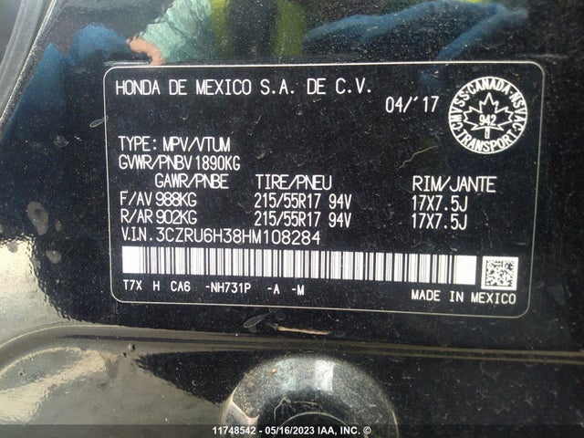 Honda HR-V LX 2017 3CZRU6H38HM108284 Image 10