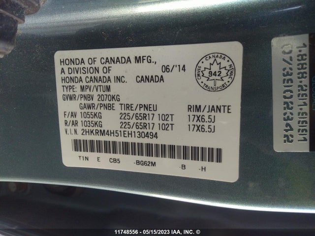 Honda CR-V EX 2014 2HKRM4H51EH130494 Image 10