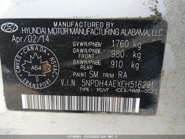 Hyundai ELANTRA GL 2014 5NPDH4AEXEH516291 Image 9