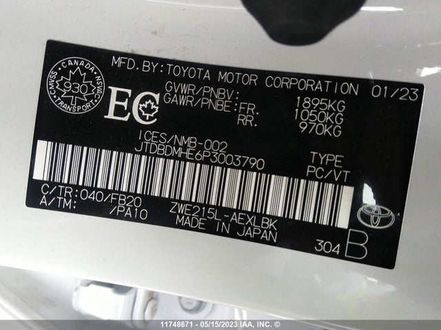Toyota Corolla Le/se 2023 JTDBDMHE6P3003790 Image 9
