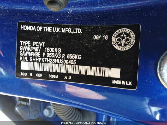 Honda Civic Hatchback Lx 2017 SHHFK7H23HU300405 Image 12