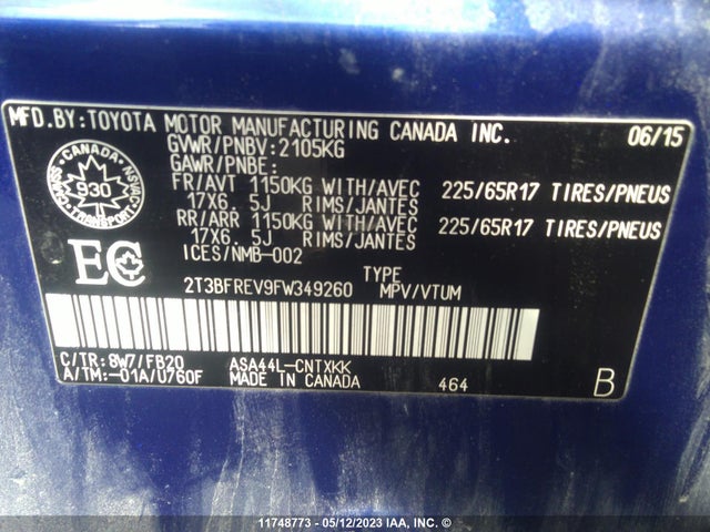Toyota RAV4 LE 2015 2T3BFREV9FW349260 Image 9