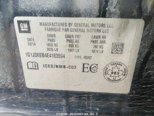 Chevrolet SONIC LT 2014 1G1JD6EB4E4183594 Image 9