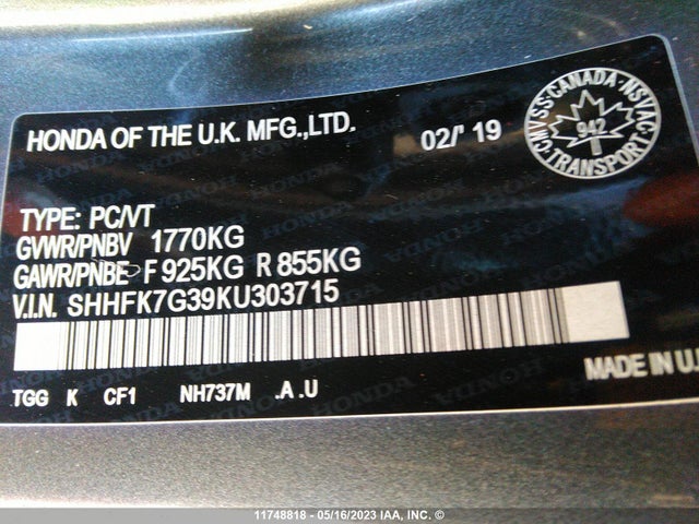 Honda Civic Lx 2019 SHHFK7G39KU303715 Image 11