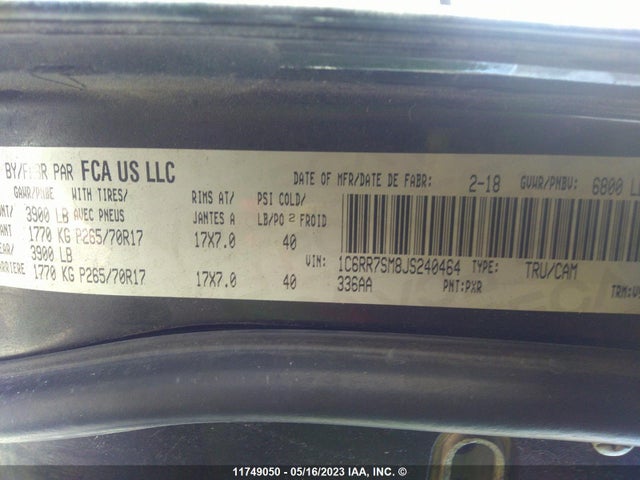 1C6RR7SM8JS240464 RAM 1500 St
