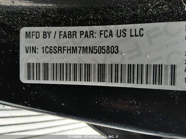 1C6SRFHM7MN505803 RAM 1500 Limited