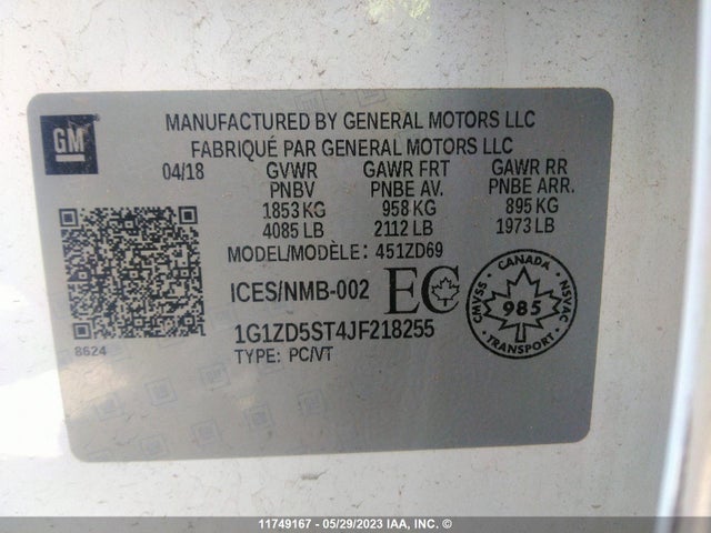 Chevrolet MALIBU LT 2018 1G1ZD5ST4JF218255 Image 9