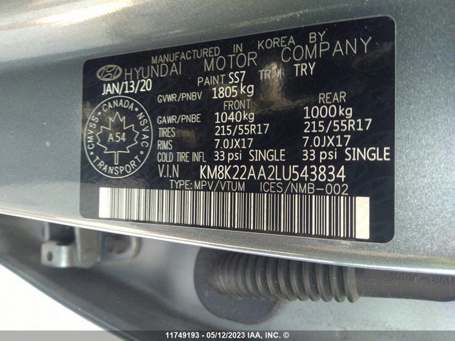 Hyundai Kona Preferred 2020 KM8K22AA2LU543834 Image 11