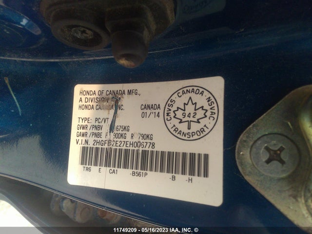 Honda Civic Sedan Dx 2014 2HGFB2E27EH006778 Image 10