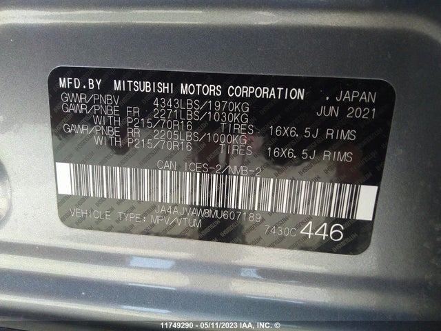 JA4AJVAW8MU607189 Mitsubishi Rvr Se/sel/gt/le