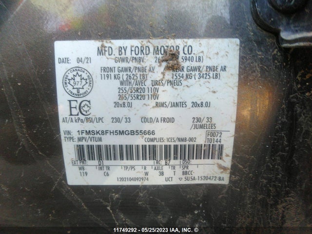 Ford Explorer Limited 2021 1FMSK8FH5MGB55666 Image 10