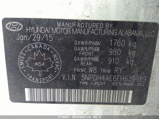 Hyundai ELANTRA GL 2015 5NPDH4AE6FH639989 Image 10