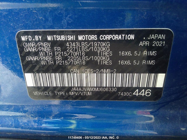 JA4AJVAW0MU606330 Mitsubishi Rvr Se/sel/gt/le