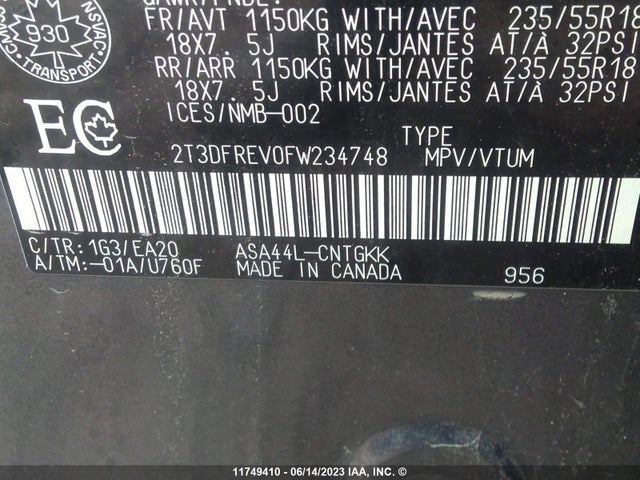Toyota Rav4 Limited 2015 2T3DFREV0FW234748 Image 10
