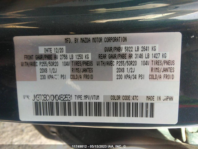 Mazda Cx-9 Touring 2021 JM3TCBCY0M0452531 Image 11