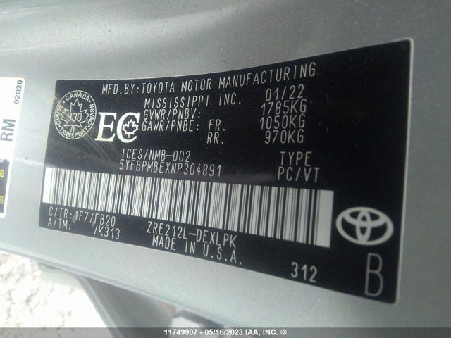 Toyota COROLLA LE 2022 5YFBPMBEXNP304891 Image 10
